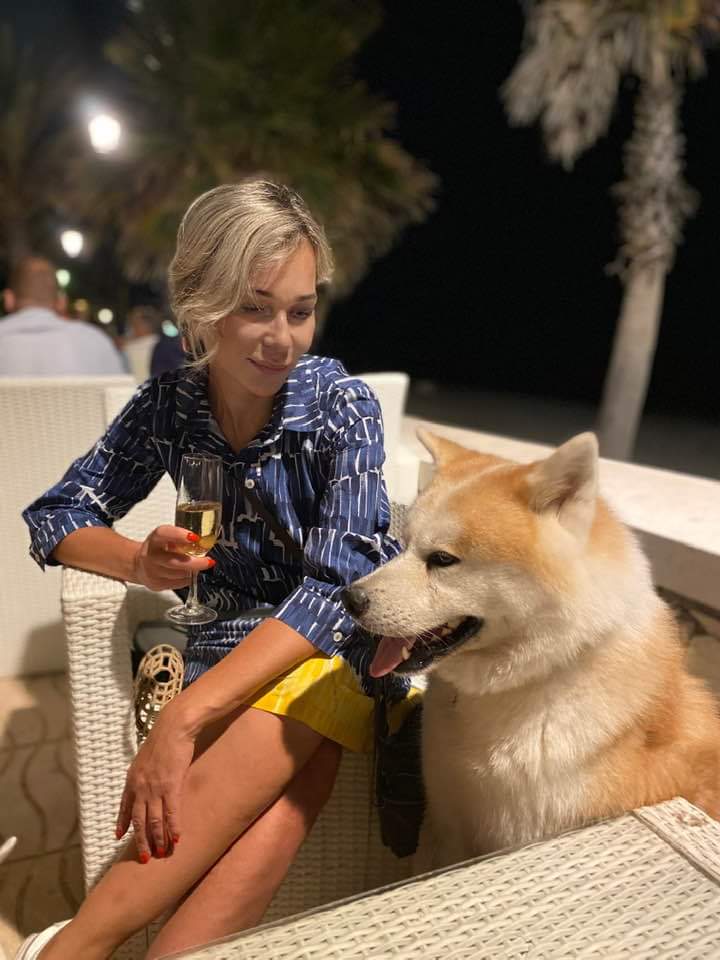 Elena with Yuki, the Akita the house is named after